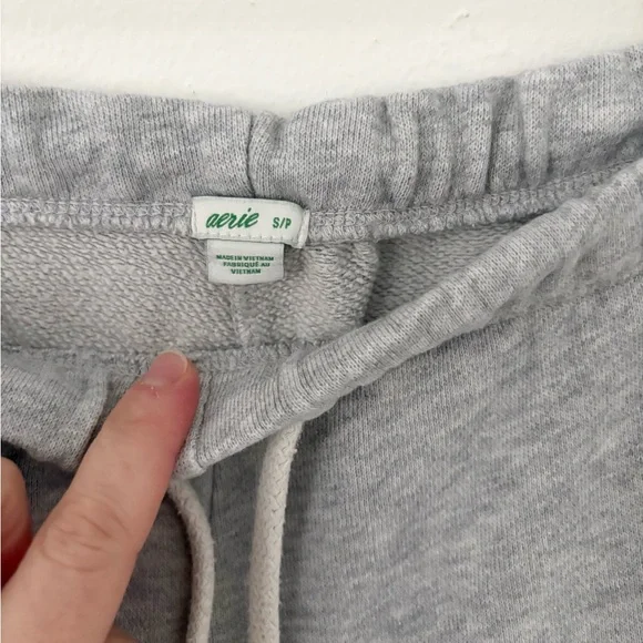 Aerie Heather Grey Adjustable Tie Waist Sweatpant Joggers Size Small - Picture 4 of 8